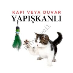 Elastik Yapışkanlı Renkli ve Tüylü Kedi Oyun Oltası